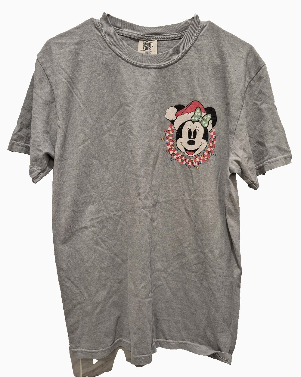 Gildan Minnie Mouse Christmas Tee Light Sage Womens M